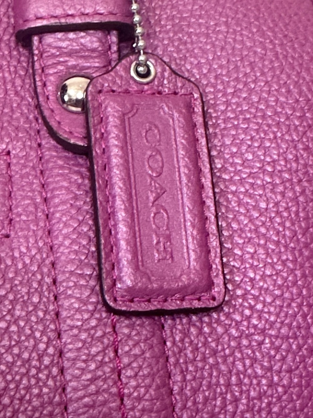 Coach Pebbled Leather Purple Alexandra Tote Purse with Hang Tag crossbody NWOT - Picture 3 of 10